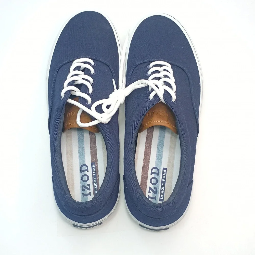 IZOD Rangley Sneaker Men Size 12 Navy Canvas‎ Memory Foam 1851110